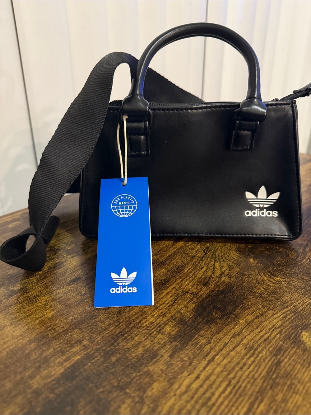 NWT adidas x KSENIASCHNAIDER Mini Waist Bag Handbag Black Faux Leather IJ7481